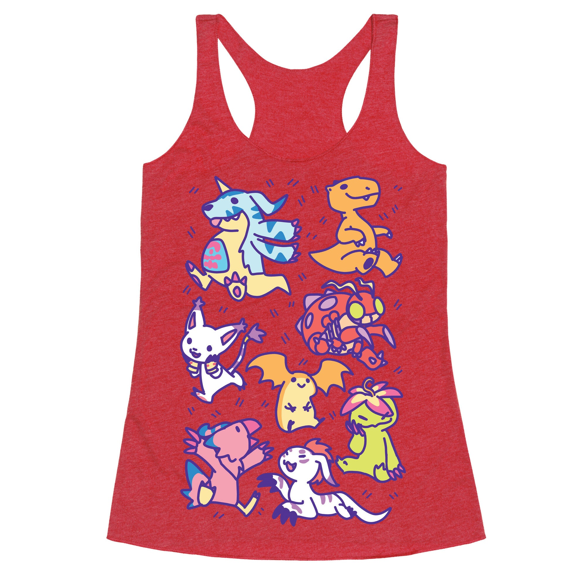 Digital Monsters Pattern Racerback Tank
